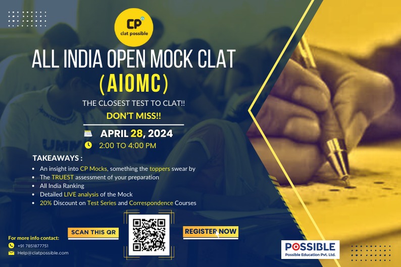 CLAT Mock Tests: All India Open Mock CLAT by CLAT Possible – April 28, 2024